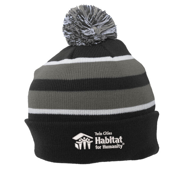 Pacific Headwear Knit Fold Over Pom Pom Beanie - Embroidered Logo Thumbnail