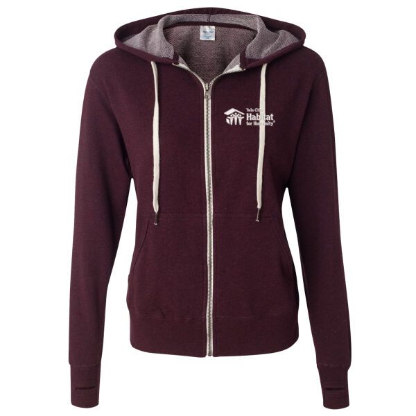 Unisex Heathered French Terry Full-Zip Hooded Sweatshirt - Embroidered Logo Thumbnail