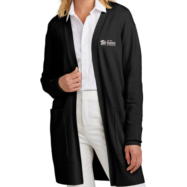 Mercer+Mettle Womens Open Front Cardigan Sweater - Embroidered Logo Thumbnail