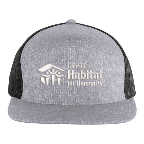 Heather 6 Panel Arch Trucker Snapback Cap - Embroidered Logos Thumbnail