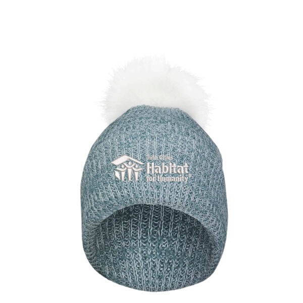 Faux Fur Pom Beanie - Embroidered Logos Thumbnail